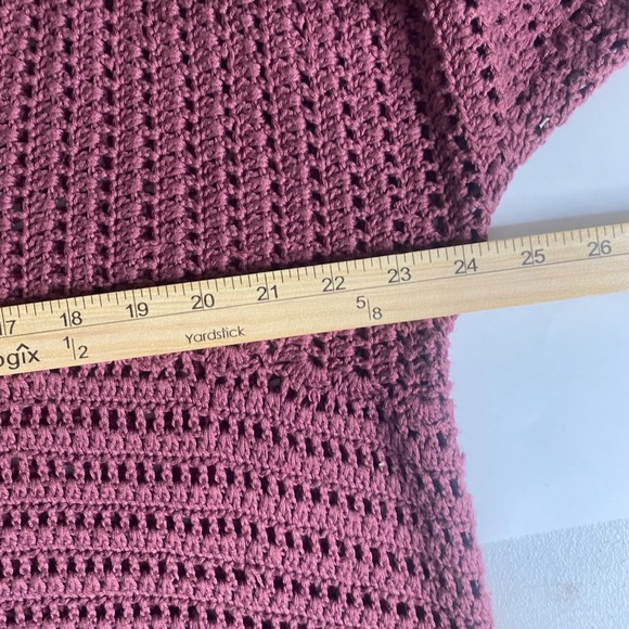 Denim 24/7 Crochet Tunic Womens L Burgandy Chunky‎ Open Knit Layer Boho Top - Picture 6 of 10